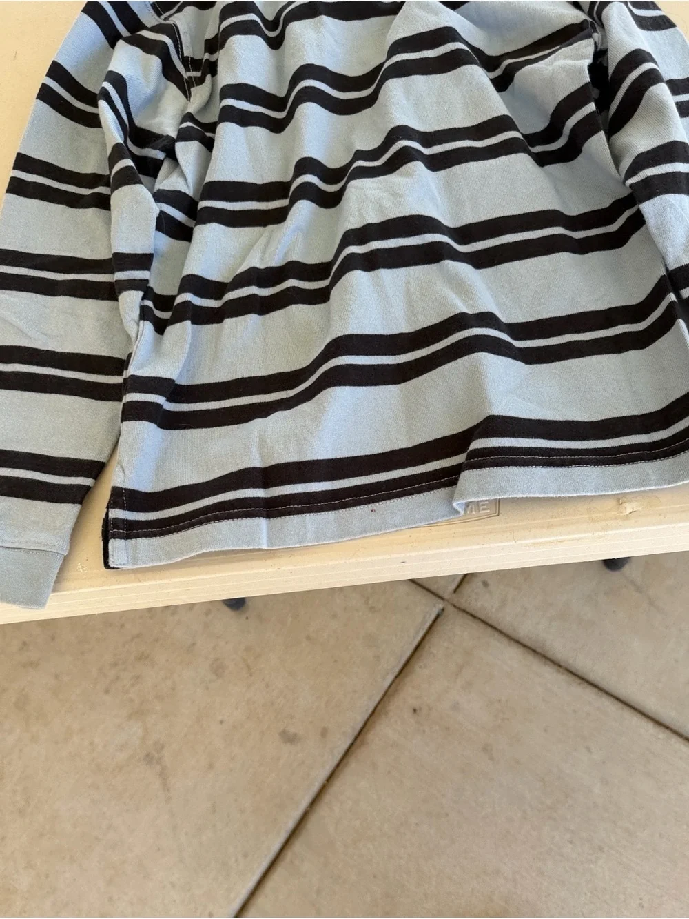 Gymboree Light Blue and Black Striped Rugby Shirt with White Collar